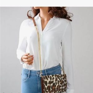 NWT Tory Burch Emerson printed chain wallet beige reva leopard